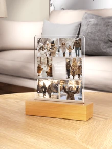 定制照片拼贴LED夜灯，个性化亚克力照片文字夜灯，定制照片灯，个性化照片拼贴LED灯，情侣相框，个性化照片拼贴礼品，多功能，装饰性强，高品质，色彩鲜艳，个性化，独一无二，送给他的理想礼物，适用于茶室、家居装饰、都市盛会、时尚装饰 - 小長方立-6圖文字 - 查看 2