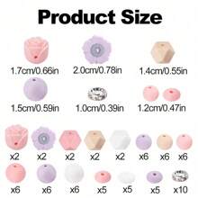 8/30/71pcs Exquisite 3D Floral Silicone Focal Beads Set - With Roses, Poppies, Round & Hexagonal, 1.0 - 2.0mm Delicate Size, Ideal For DIY Jewelry, Creative Necklaces, Bracelets, Pen & Keychain, Versatile Choice For Jewelry DIY