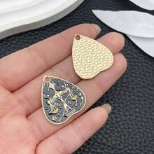 3/6pcs Black Alloy Enamel Charms Vintage Tarot Sun Star Moon Gothic Tarot Heart Shaped Charms For DIY Jewelry Crafts Making