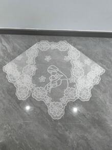 1 pezzo di tessuto con pizzo color avorio, dimensioni 128cm*65cm, adatto per cappelli, elementi decorativi, paralumi, tovaglie, gonne per abiti, accessori per capi di abbigliamento