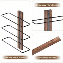 B4Life Wine Rack Wall Mounted Wall Wine Rack For 24 Wine Bottles Wood Wine Racks For Wall Wine Holder Wall Mounted Wine Bottle Racks For Kitchen Dining Room Bar - Black-brown1 - View 6