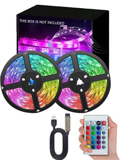 1 pieza Tira de luces LED RGB, alimentada por USB, color y brillo ajustables, múltiples modos, apta para TV, habitación, iluminación decorativa de escaleras, sala de juegos, dormitorio, decoración para fiestas en el hogar