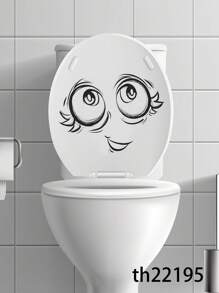 1 件卡通表情图案马桶盖贴花，PVC 马桶贴纸 - 防水，自粘式浴室装饰贴纸浴室地毯地毯秋季装饰浴室配件 - 彩色 - 查看 4