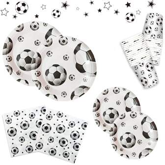 80 件运动主题足球派对装饰生日派对用品、沙滩派对装饰、派对餐具套装适合 20 人，适用于沙滩派对、旅行、生日派对
