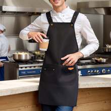 1pc Unisex Apron For Restaurants, Kitchens & Cooking, Chef Uniform Apron For Cafes, Extra Wide Straps, Comfortable & Easy To Clean, Oil/Water Resistant