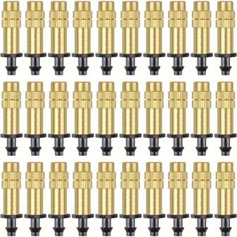 可调式黄铜雾化喷嘴滴灌喷雾 4/7mm 雾化微喷头花园降温灌溉设备适用于草坪蔬菜温室