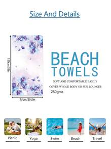1pc Prachtige Bloemen Stranddeken, Extra Zachte Microvezel Extra Grote Strandhanddoek, Zeer Absorberende Badhanddoek, Geschikt Voor Reizen, Zwembad, Duiken, Surfen, Yoga, Kamperen, Verschillende Maten, Strandaccessoires Zomer, Vakantie