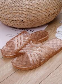 Women Anti-Slip Jelly Bathroom Shoes Home Slide Slippers Slip On Sandals For Ladies