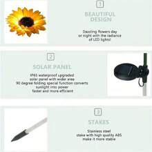 1 PIEZA Luz solar LED decorativa en forma de girasol, resistente al agua, con 1 cabezal o 3 cabezales, adecuada para decorar patios, céspedes, jardines, pasillos, etc.