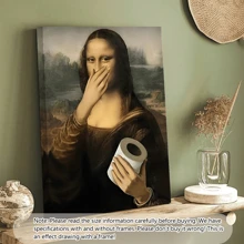 1 pieza Impresión de pintura al óleo del Vintage Funny Bathroom Mona Lisa, póster de renovación clásica, impresión de alta definición, impresión en lienzo, arte de pared, obra de arte exquisita, adecuada para baño, dormitorio, oficina, regalo de vacaciones, decoración de Año Nuevo, arte de renovación clásica, póster vintage, decoración de habitación, decoración del hogar, adecuada para la decoración de paredes de la sala de estar y el dormitorio. - Multicolor - Ver 12