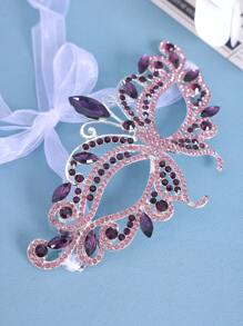 1pc Rhinestone Zinc Alloy Party Mask, Sexy Fashion Accessory For Festivals, Ceremonies - Purple - View 4