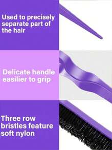 Set de 1/5/7 piezas de herramientas para peinado, incluye cepillo, botella rociadora, botella de agua transparente, peine de cola de rata, cepillo para el cabello, adecuado como regalo de Año Nuevo para niñas, viene con pegatinas DIY lindas (estilo aleatorio) - Morado - Ver 5