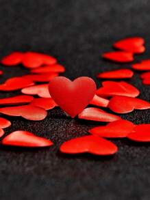 About 100Pcs Red Heart Shape Confetti For Wedding Valentines Decoration Party Supplies,DIY Heart Petals Wedding Decorations Satin Heart Shaped Fabric Artificial Flower Petals Birthday Table Party Supplies Confetti