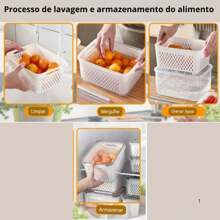 Airtight Refrigerator Storage Jars With Drain And Lid - 4 Piece Set - Kit con 3 macetas - Ver 4