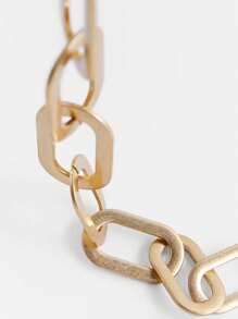 1pc Stainless Steel Thick Chain Layered Necklace, Gold Color Punk Jewelry Gift Suitable For Women And Girls, Daily Wear - Necklace - View 2