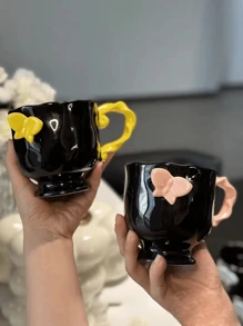 1pc keramische romantische vlinderbeker, hoogwaardige Scandinavische stijl niche creatief ontwerp mok, kantoor koffiekopje, ontbijtkopje, latte/Americano kop, melkkopje, geschikt als cadeau voor vrouwen en gezinnen