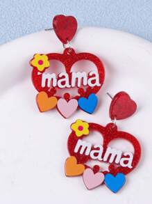 1 Pair Minimalist Mother's Day Pink Hollow Heart Acrylic Earrings, Creative Design For Women