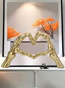 Hand Gesture Desk Statues Love Ornaments, Skull Couple Statue, Creative Wedding Home Desktop Decor, Heart Shape Hand Figurines For Living Room Shelf Coffee Table Centerpiece, Suitable For Home Decor, Bedroom Decor, Office And Students, The Best And Gift, Wintertime Valentine's Day Gift Birthday