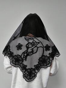 1 pezzo di pizzo nero di dimensioni 128cm*65cm, accessorio per abbigliamento, decorazione per cappelli, paralumi, tovaglie, vestiti, gonne