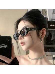 1pc Retro Square Meteor Fashion Glasses, Fashion Street Style Shades For Summer Beach Vacation,Outdoor,Travel Preppy Style For Back To School