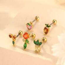 1 peça de brincos de zircônia cúbica colorida e estilosa com frutas, joia de festa doce e chique para mulheres, brincos de 20g, presente de Dia das Mães, presente de Halloween - Ouro amarelo - Ver 2