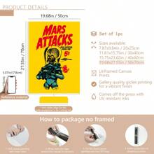 1pc Unframed Canvas Poster, Vintage Art, The Martians Are Coming! Movie Posters, Classic 90s Vintage Wall Movie Art Print Photos, Bedroom Living Room Hallway, Wall Art, Wall Decor, Winter Decor, Room Decor Ideal Gift, Posters, Wall Art, Room Decoration Stuff,Modern, Quotes Gifts Birthday Graduation