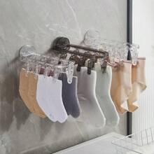 Clothes Hanger Suction Cup Folding Clothes Hanger No-Drill Household Drying Clothes Hanger Wall Hanging Bathroom Indoor Balcony Drying Socks