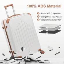 3 Piece Travel Suitcase With Corner Protectors, 20/24/28 Inch, Durable Hard Shell, 360 Degree Spinner Wheels, Multifunctional, Large Capacity, Lightweight, Fashionable Multicolor - 3 In 1 Beige Vs Brown - View 8