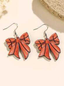 1 Pair Wooden Creative Sports Theme Football Olive Ball Bowknot Earrings, Suitable For Women Everyday And Festivals - Multicolor - View 12