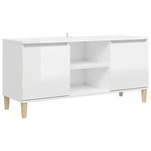 Meuble  avec pieds en bois blanc brillant 103,5x35x50 cm