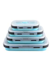 4pcs Silicone Food Preservation Box, Retractable And Foldable Silicone Food Box, Portable Food Preservation Box Refrigerator Storage Box Set Bento Box Outdoor Picnic Box Microwavable Portable Bento Box