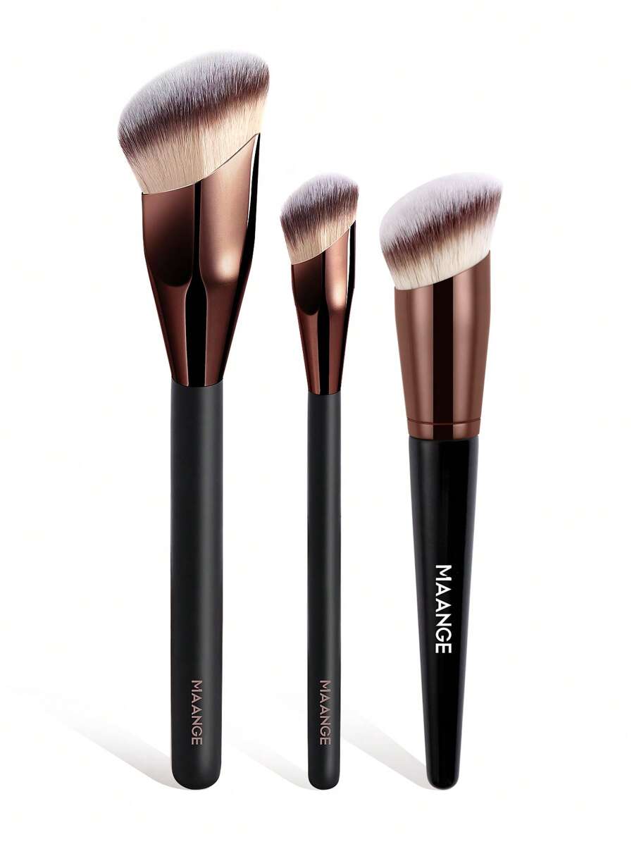 MAANGE 3pcs Makeup Brush Set, Including Foundation Brush, Concealer Brush, Highlighter Brush, Eyeshadow Brush And Other Cosmetic Tools,Giveaways,Professional Makeup Brushes,Complete Makeup Set