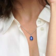 Joyería de plata de ley 925 100% apta para hacer collares estilo original pote 1:1, apropiada para que las mujeres hagan joyas, collar con gema azul apto para regalar el Día de San Valentín y Navidad a las personas que le gustan