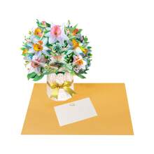 1pc 13-Inch Paper Flower Bouquet Greeting Card With Blank Note Card And Envelope, Ideal Gift For Celebrating Love, Birthday, Anniversary, Special Occasions, Valentine's Day,Back To School,School Supplies