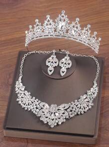 1 件复古皇冠、带水钻的新娘头饰发饰、选美头饰、女性拍照道具