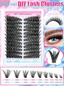 216 Stücke 80D D lockige Kunstwimpern in großer Menge, aufgeteilt nach Höhe, links + rechts für einzelne Büschel paarweise. Natürliche Segmentierung. Gebündelte Wimpern. Flauschig. Dick. Weich. Leichtes Kunstwimpern-Set, angenehm zu tragen. Vergrößert die Augen, hebt die Augenwinkel an, DIY Wimpernverlängerung, Wimpernverlängerung. Für den täglichen Gebrauch&Hochzeiten&Dates&Partys&Musikfestivals&Halloween