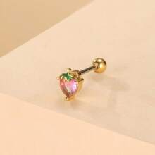 1 peça de brincos de zircônia cúbica colorida e estilosa com frutas, joia de festa doce e chique para mulheres, brincos de 20g, presente de Dia das Mães, presente de Halloween - Ouro amarelo - Ver 4