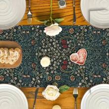 Vintage Boho Floral Botanical Tree Table Runner, Holiday Home Kitchen Dining Room Indoor Outdoor Party Decor Tablecloth