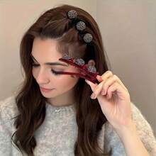 1/4pcs Set Women's Braided Hair Clips, Shiny Crystal Braided Hair Clips, Duck Clips Hair Clips, Women Hair Accessories - Multicolor - View 6