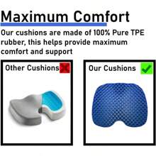 Large Blue Gel Seat Cushion - Honeycomb Cooling Seat Cushion Back Support, Pressure Relief & Long Sitting - Non-Slip Cushion Traveling, Wheelchair, Car Seat, Office & Gaming Chair - Màu xanh lam - Xem 4