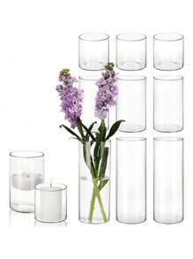 Juego de 6/3/1 pieza de jarrones de vidrio para flores, jarrones altos y claros para centros de mesa, decoraciones de boda, portavelas flotantes de 3 diámetros diferentes, jarrones modernos y sencillos para cenas formales y decoración del hogar