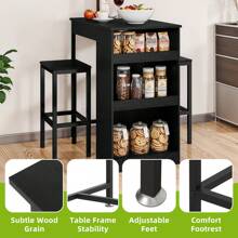 Yitahome Breakfast Bar Table, Bar Table Set With Bar Stools, 2, Bar Table And Stools Set Dining Bar Table Footrest And Storage Shelf For Kitchen Dining Room Pub Industrial Steel Frame - Black - View 5