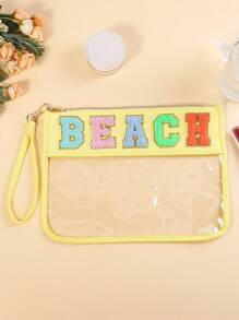 1pc Envelope Style Semi-Transparent PU Coated Paper Cosmetic Bag/Pouch, Suitable For Daily Use And Travel (Accessories Not Included) - Multicolor - View 4