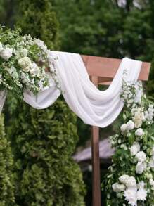 2 piezas - Elegante mantel de tul blanco con caída para centros de mesa de bodas, mantel de novia de poliéster, correas multifuncionales para sillas, perfecto para recepciones, compromisos, celebraciones de fiestas, decoración de fiestas de bodas transparentes, mantel de fiesta de cumpleaños - Blanco - Ver 3