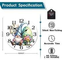 Easter Egg Gnome, Battery-Operated Wall Clock, Kitchen Decor, Home Decor And Accessories, Unique Gift For Friend - Mixed Colors - View 2