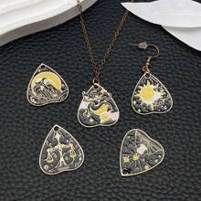 3/6pcs Black Alloy Enamel Charms Vintage Tarot Sun Star Moon Gothic Tarot Heart Shaped Charms For DIY Jewelry Crafts Making
