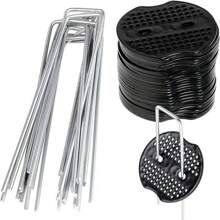 1 set de estacas de tienda de campaña en forma de U reutilizables de acero inoxidable. Con acabado pulido y resistencia a la corrosión. Conveniente de usar, ideal para carpas de camping, reforzar el césped y cumplir con varios requisitos del sitio. También aplicable para el deshierbe y el paisajismo en jardines.