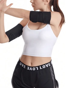 1 Pair Women's Adjustable Sauna Sport Compression Sleeves, Lined With Silver Sauna Coating, Arm Shaper Sleeve Wrap, Body Sculpting - Silver - View 2