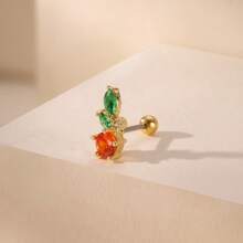 1 peça de brincos de zircônia cúbica colorida e estilosa com frutas, joia de festa doce e chique para mulheres, brincos de 20g, presente de Dia das Mães, presente de Halloween - Ouro amarelo - Ver 12