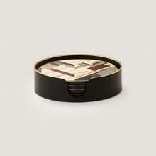 Classic Stone Pattern Coaster Set, Luxury Golden Plating Coaster Set, Premium B Series